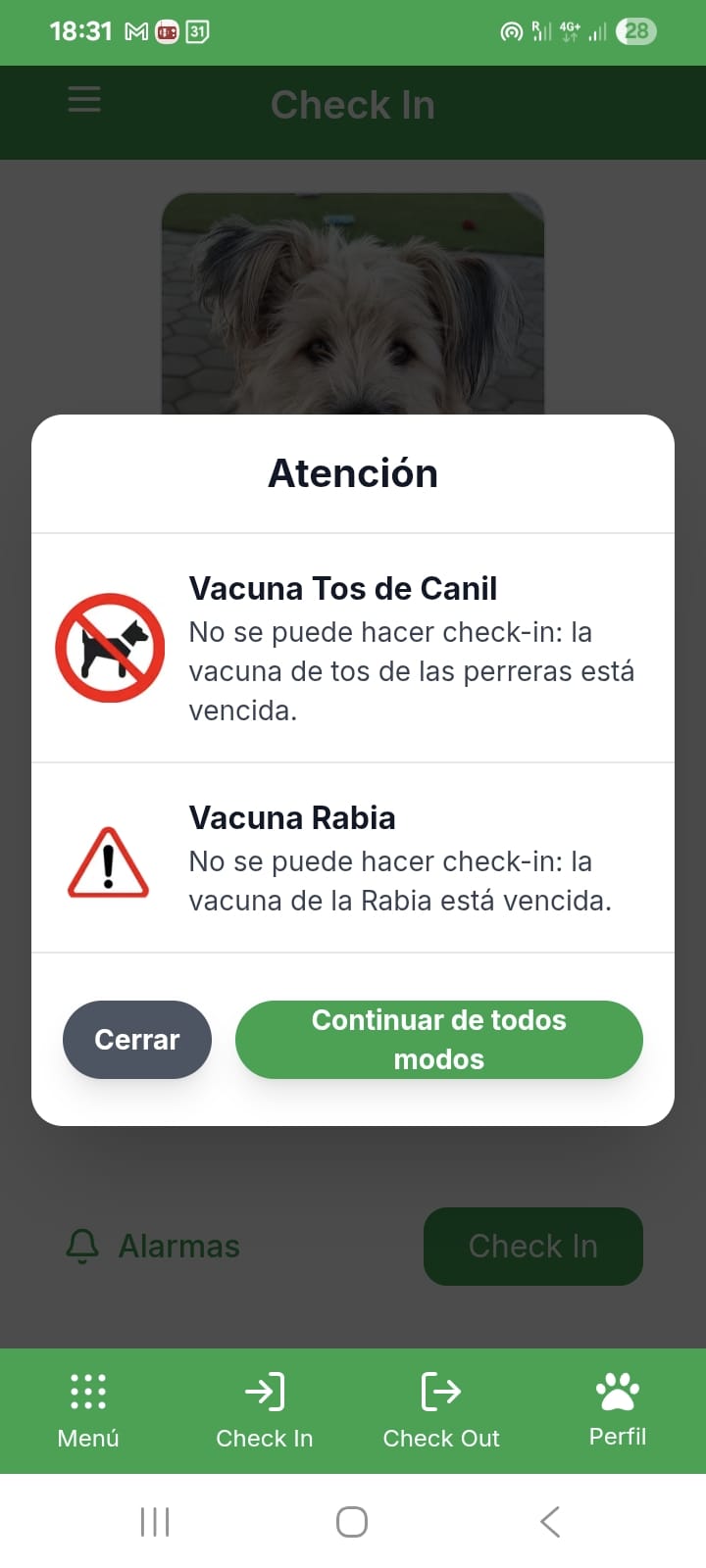 Bockland vaccine warning dialog blocking check-in